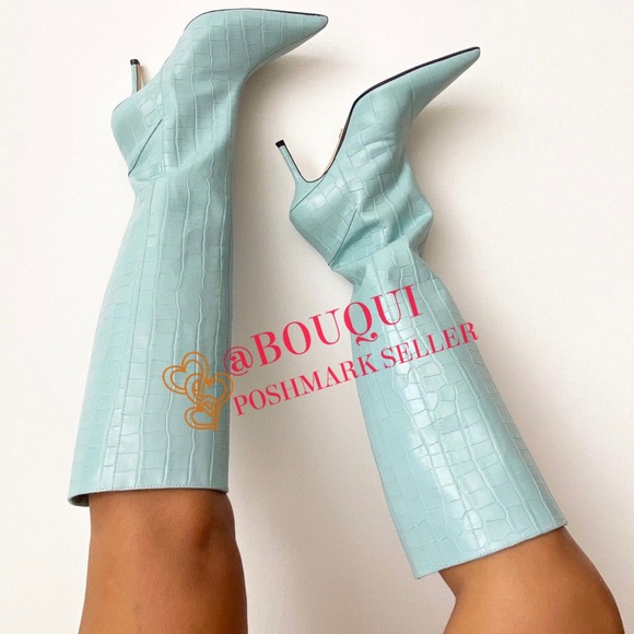 BLOGGERS FAV ZARA ANIMAL PRINT KNEE HIGH LEATHER HEELED BOOTS - Picture 1 of 13